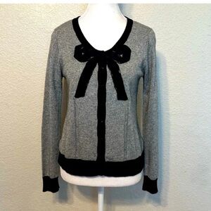 Milly Gray V-Neck Sweater with Black Trim